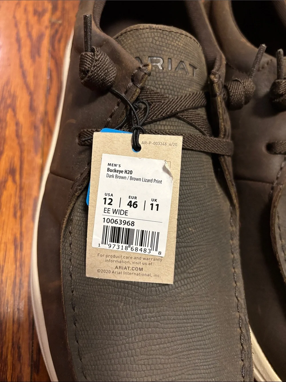 Ariat Buckeye H20 Dark Brown Work/Casual Shoes Size: 12 EE WIDE NEW IN BOX